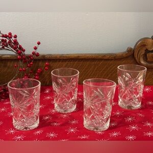 4 Early American Vintage Star of David Glasses 4 1/4” Tumblers by Anchor Hocking